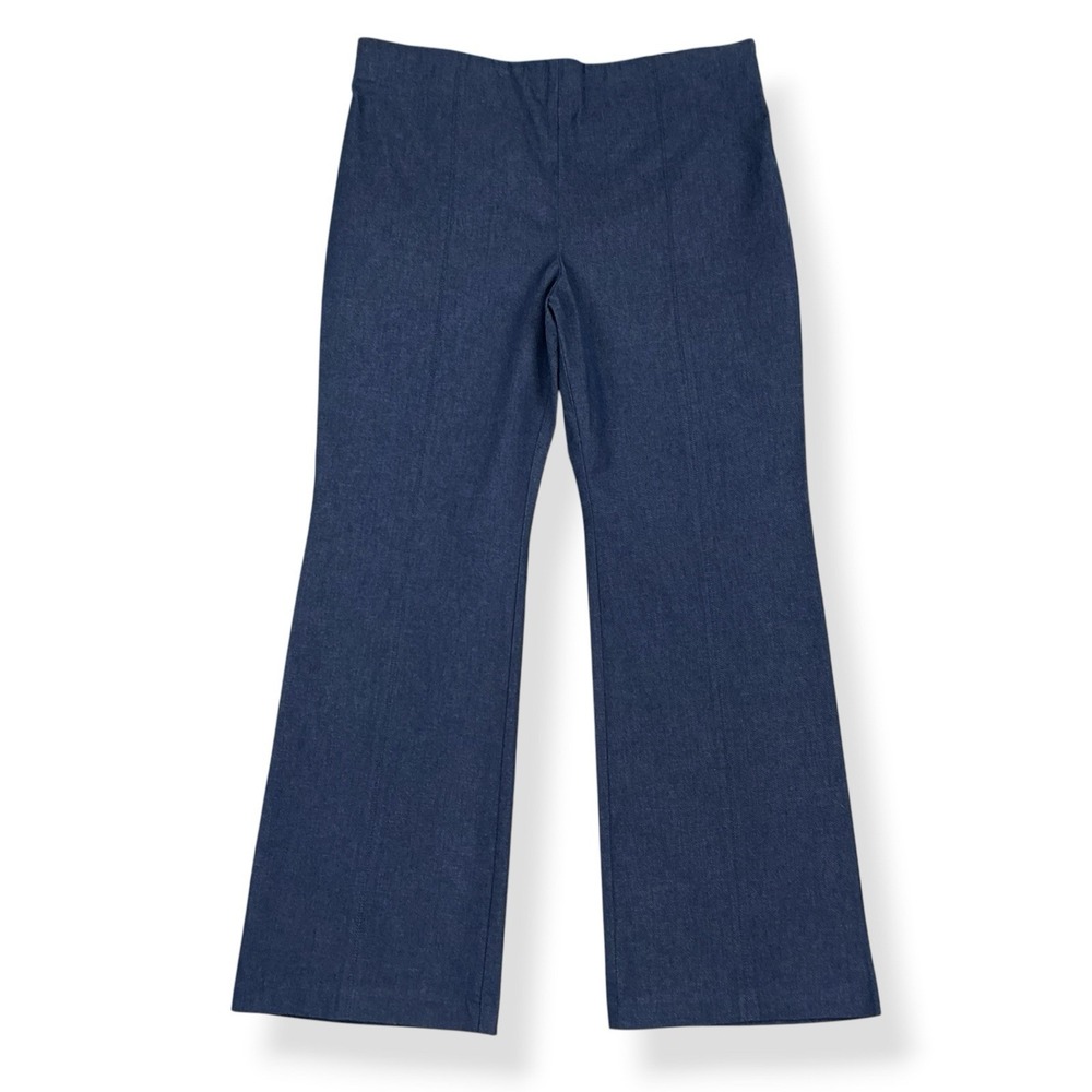 Talbots Pants Women 14P (34x28) Blue Chambray Portland Flare Leg Trouser NWT